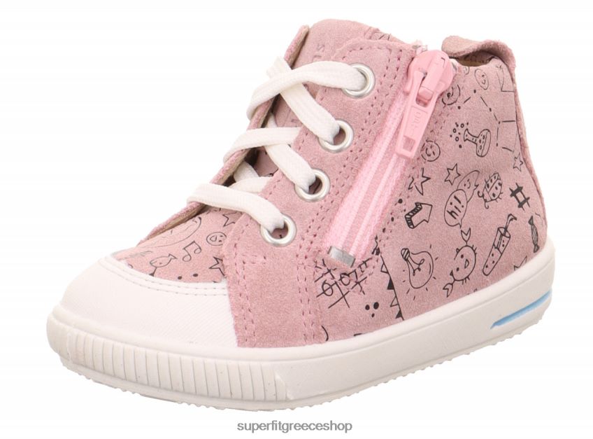 Superfit μωρά moppy - sneakers χαμηλά με φερμουάρ V286D315 χαμηλά αθλητικά παπούτσια ροζ/λευκό