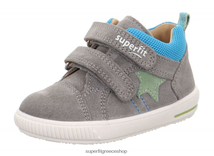 Superfit μωρά moppy - sneakers χαμηλά με κούμπωμα velcro V286D236 χαμηλά αθλητικά παπούτσια ανοιχτό γκρι/μπλε