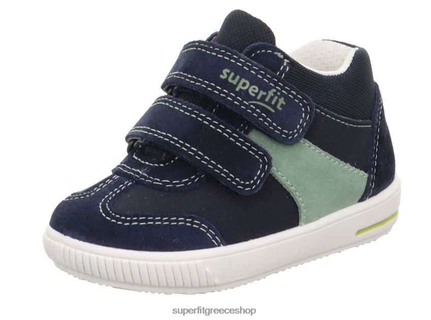 Superfit μωρά moppy - sneakers χαμηλά με κούμπωμα velcro V286D245 χαμηλά αθλητικά παπούτσια μπλε/ανοιχτό πράσινο