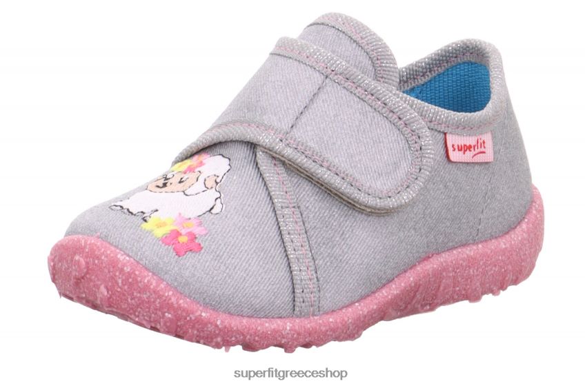 Superfit μωρά spotty - παντόφλα με κούμπωμα velcro V286D100 παντούφλες γκρι/λευκό