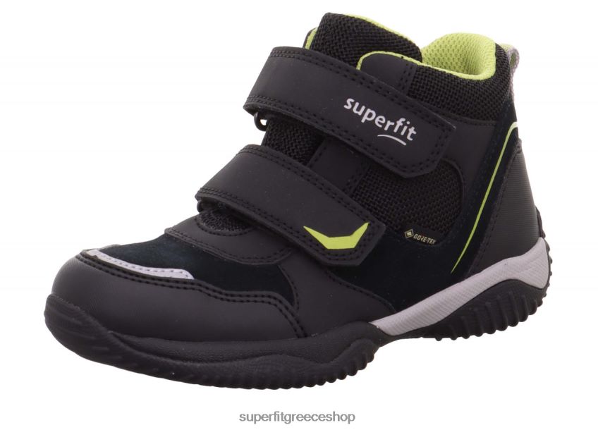 Superfit νήπια storm - sneakers ψηλά με κούμπωμα velcro V286D860 ψηλά αθλητικά παπούτσια μαύρο/ανοιχτό πράσινο
